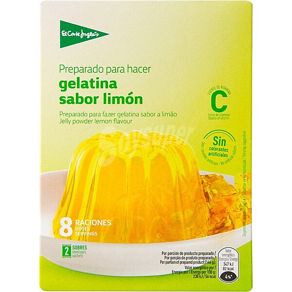 preparado para hacer gelatina sabor limón con vitamina C 8 raciones