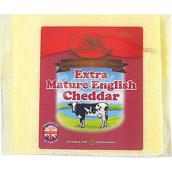 Queso inglés cheddar extra curado de vaca elaborado con leche pasteurizada