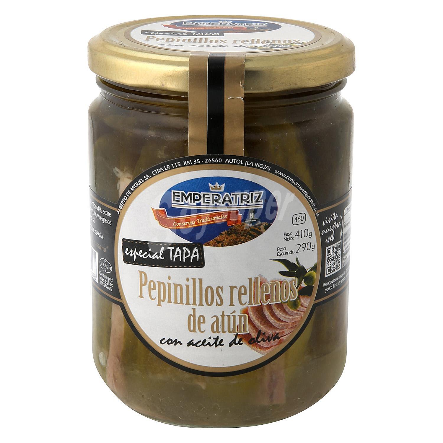 Pepinillos rellenos de aún con aceite de oliva Emperatriz