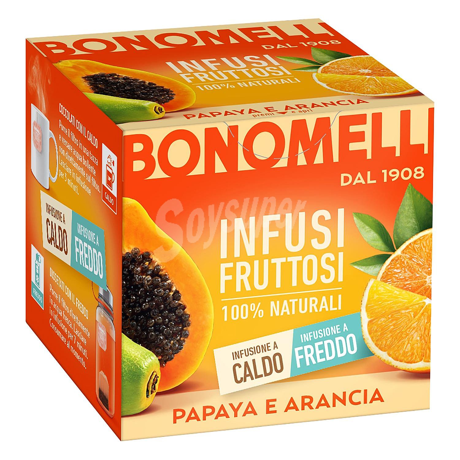 Infusión de papaya y naranja en bolsitas Bonomelli