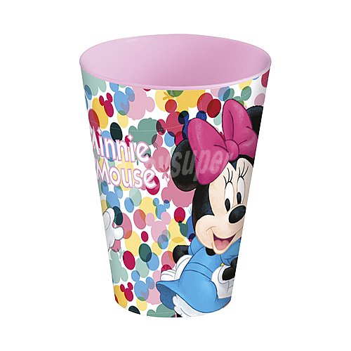 Vaso grande infantil de plástico con 0,43 litros de capacidad y diseño minnie.