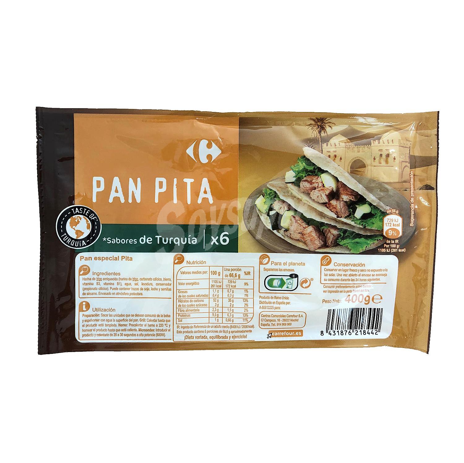 Pan de pita Carrefour sin lactosa