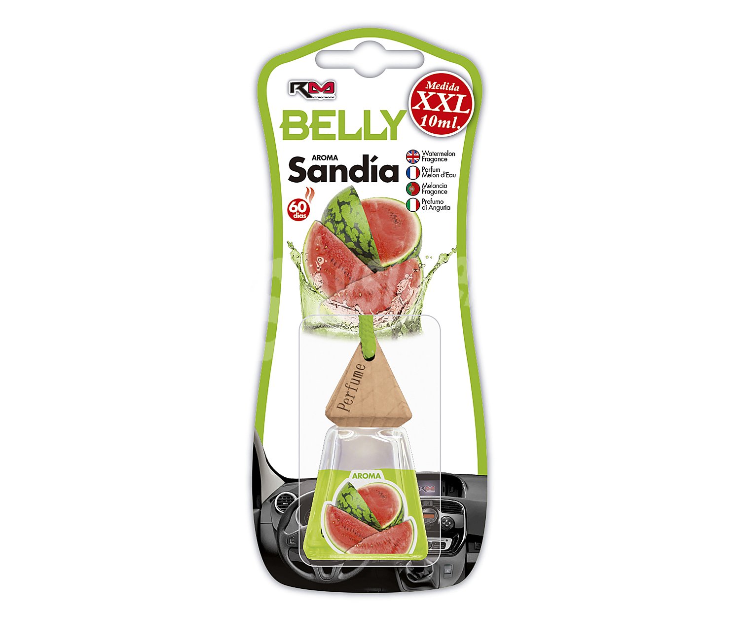 Ambientador de coche con perfumador de madera para colgar con olor a sandia, rolmovil belly