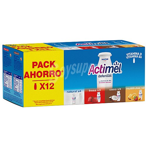 Actimel Leche fermentada con Lcasei de sabores surtidos actimel de Danone