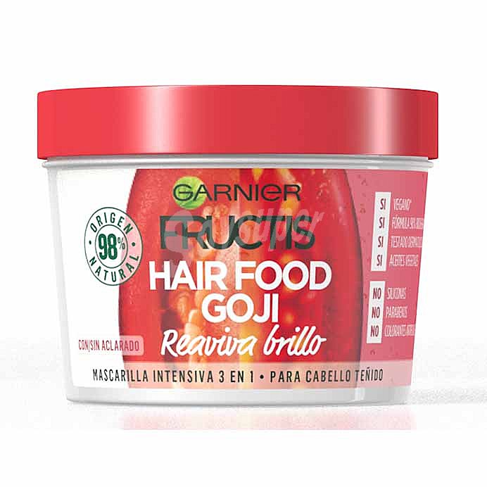 Mascarilla capilar intensiva efecto brillo, con bayas de Goji, para cabello teñido fructis Hair food de Garnier