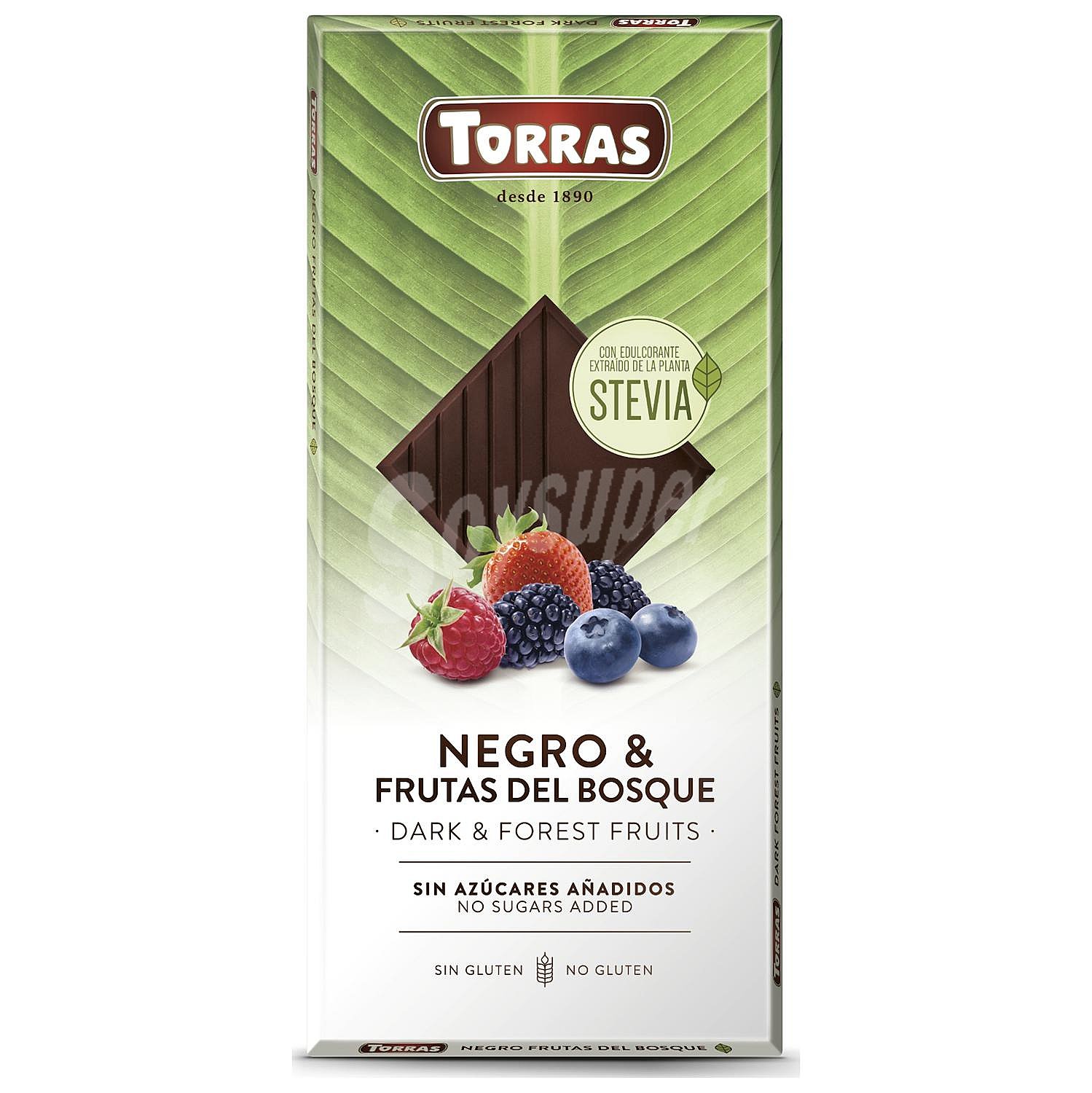 Chocolate negro frutos del bosque con stevia