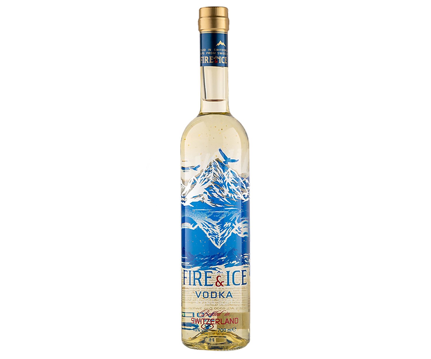 Fire & ICE Vodka premium con partículas de oro embotellado en Suiza fire & ICE Gold