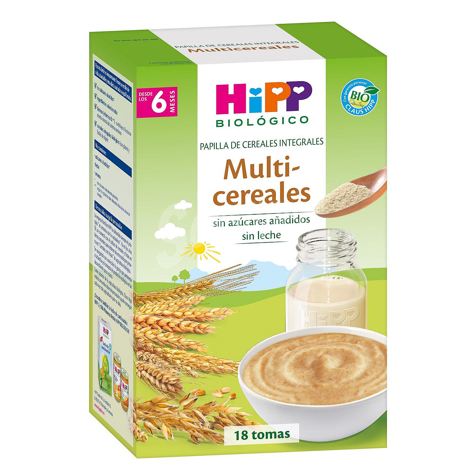 Papilla infantil desde 6 meses cereales integrales muticereales ecológico Hipp Biológico sin lactosa