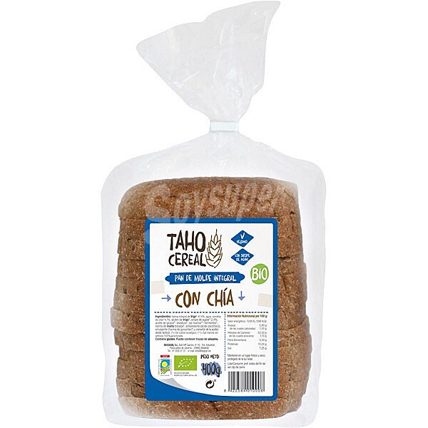 Pan de molde integral con chía ecológico envase 400 g