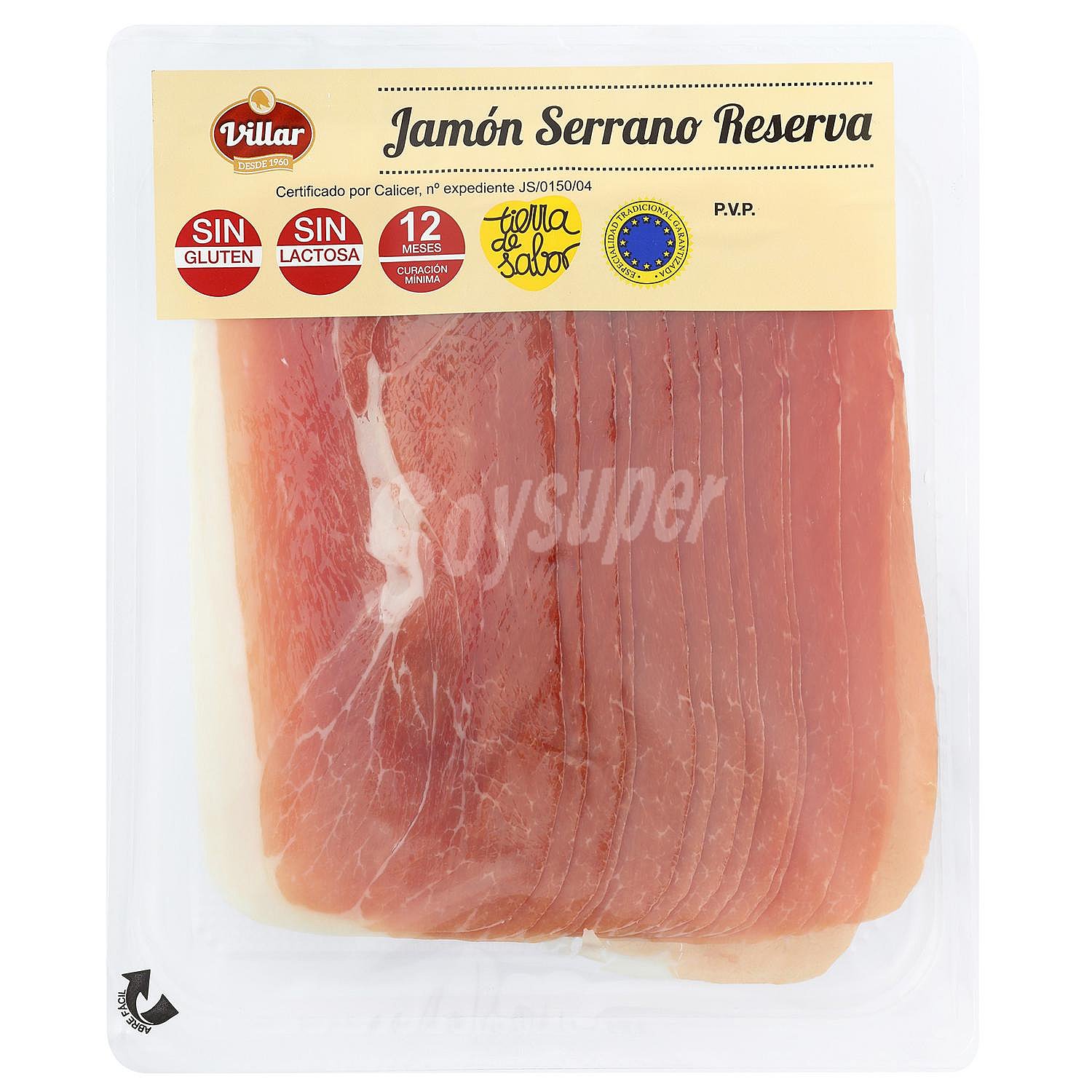 Jamón serrano reserva en lonchas Villar sin gluten y sin lactosa