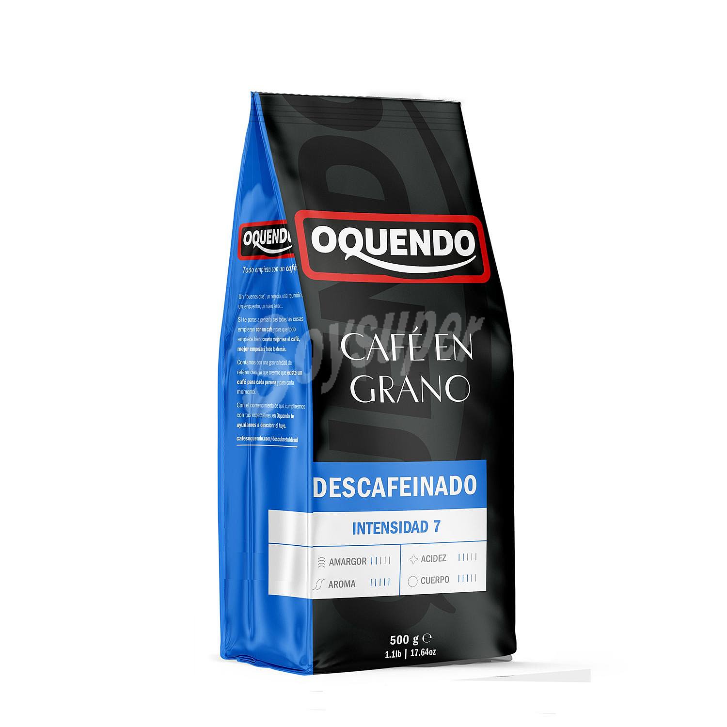 Café de tueste natural descafeinado en grano, intensidad 7