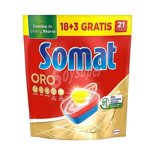 Somat Detergente en pastillas para lavavajillas Oro somat 18 + 5