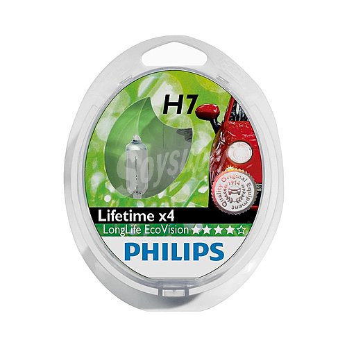 Lote de 2 bombillas halógenas para automóvil, tipo H7 y con potencia de 55W philips longlife ecovision