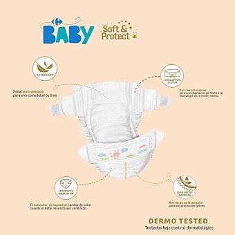 Pañales Carrefour Baby soft&protect Talla 2 (3-6 kg) soft-&-protect