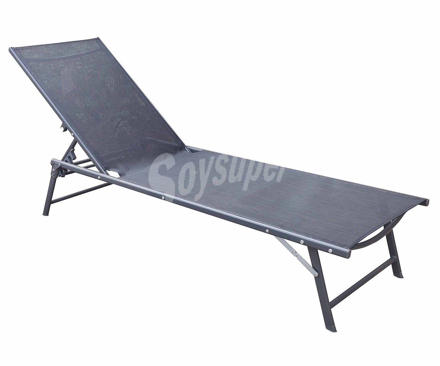 Tumbona plegable de jardín 181x55x91cm gris antracita, ikunik.