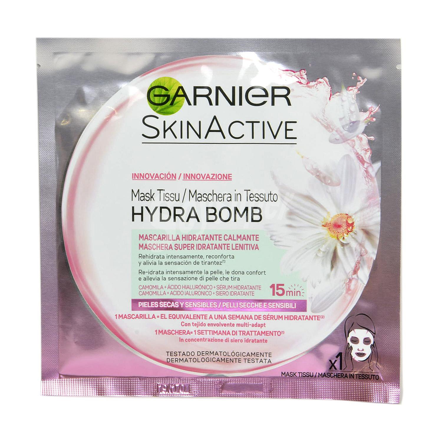 Skin active mascarilla facial hidratante calmante sachet