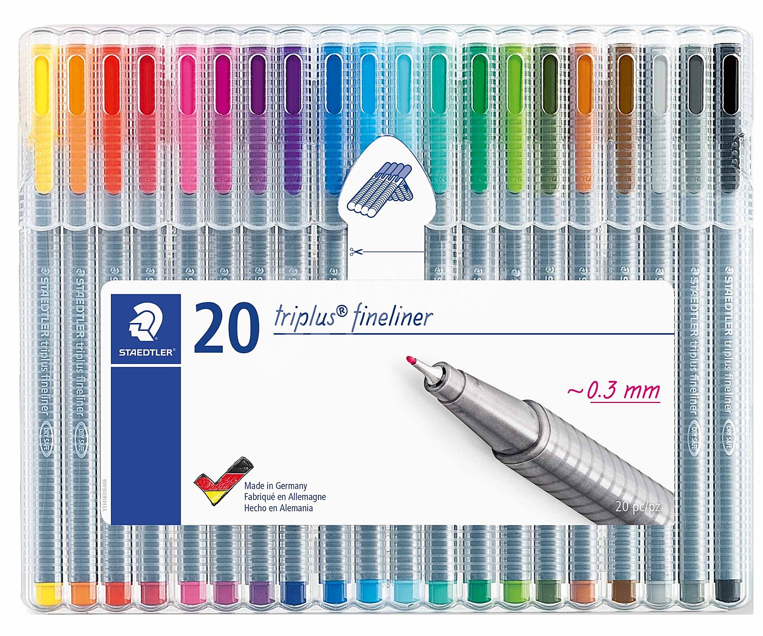 Estuche de 20 Rotuladores Triplus Fineliner, punta de 0,3 mm. staedtler