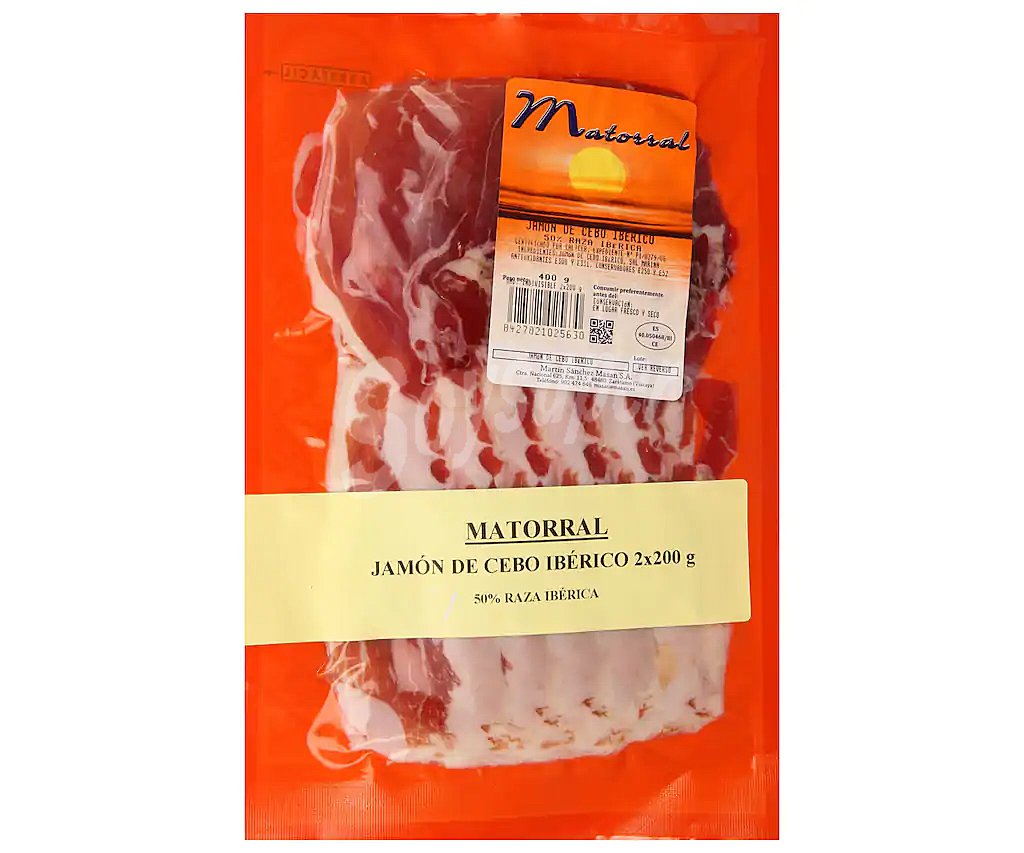 Matorral Jamón de cebo ibérico (50% raza ibérica), cortado en finas lonchas matorral