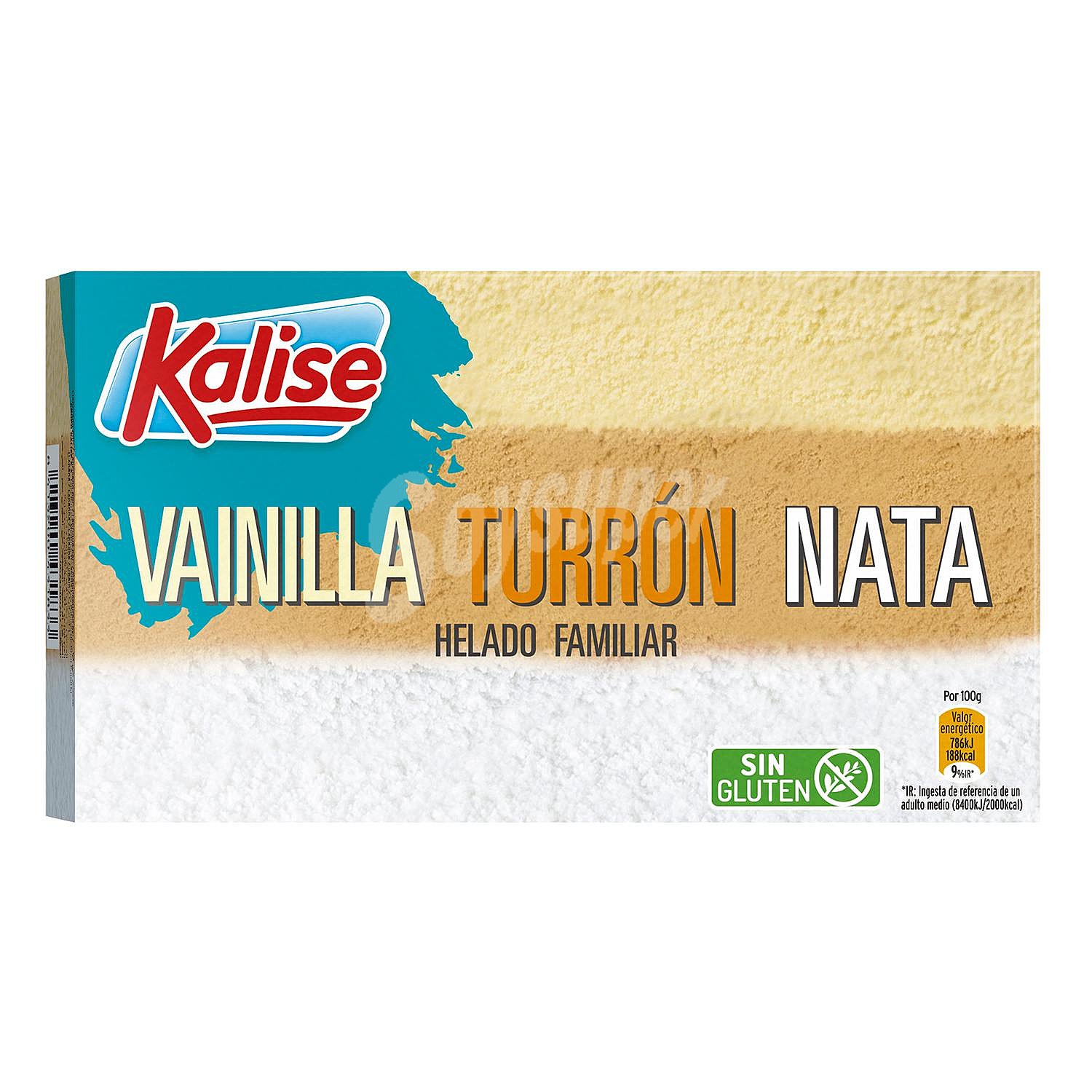 Helado en bloque sabor vainilla turrón y nata pack familiar sin gluten