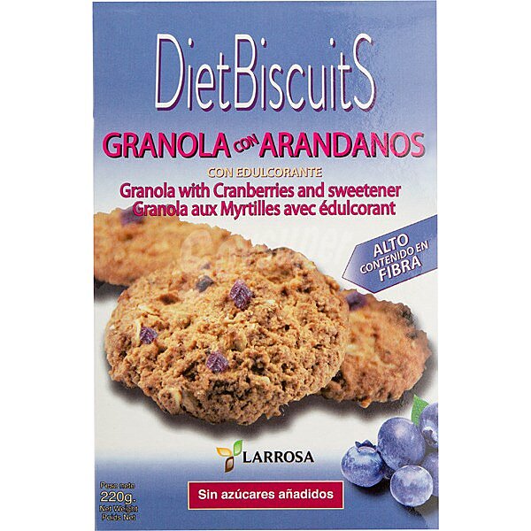 Granola con arándanos sin azúcares añadidos y con edulcorantes