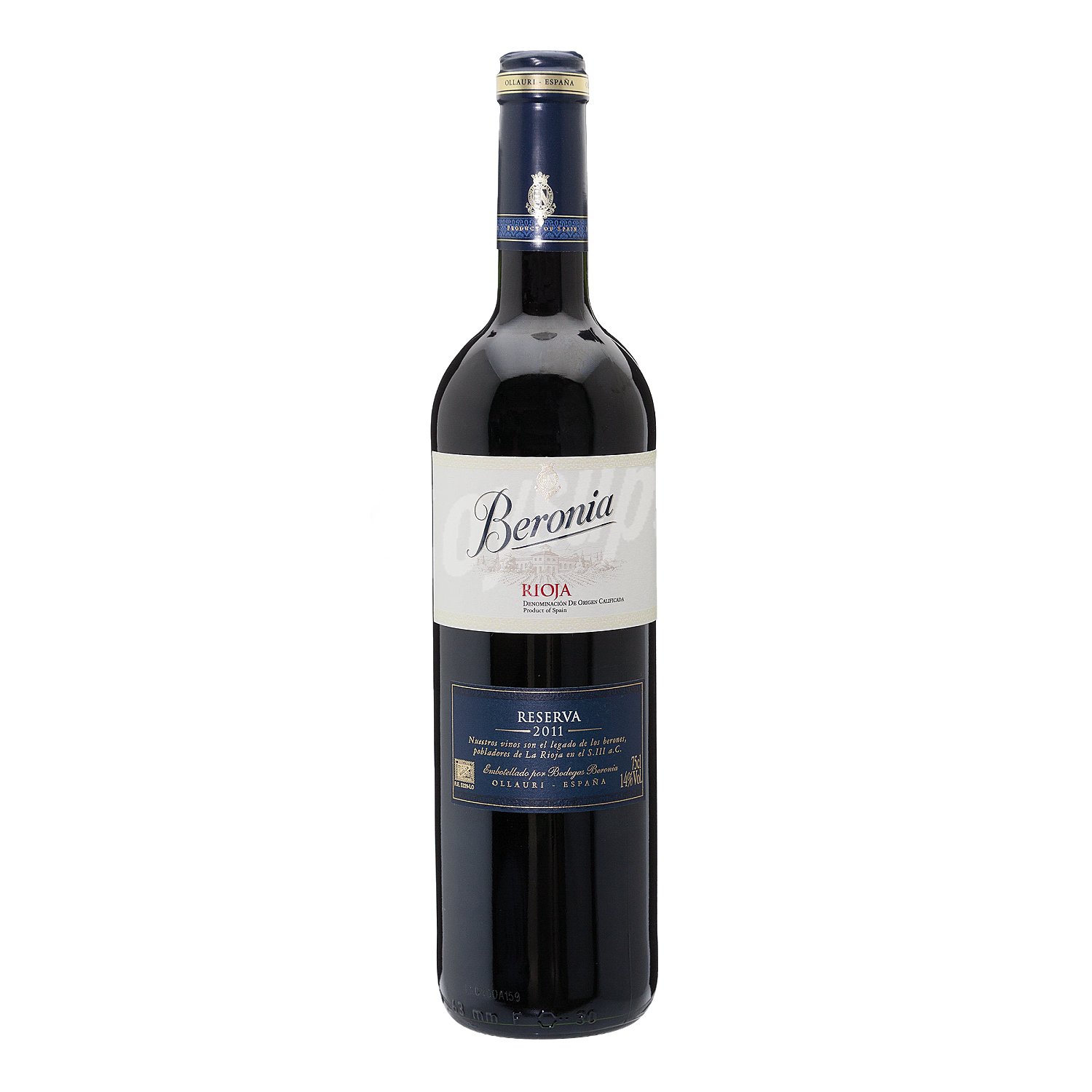 Vino tinto reserva con denominación de origen calificada Rioja beronia