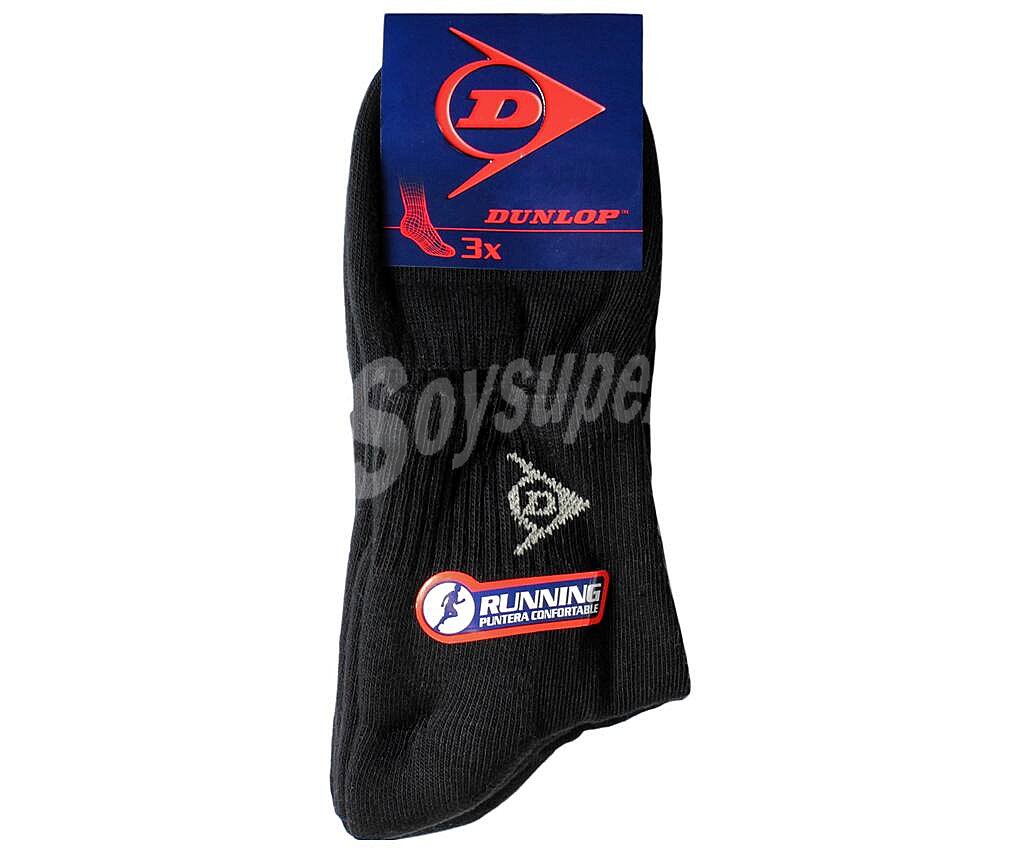 Pares de calcetines tobilleros dunlop Running, color negro, talla 43/46