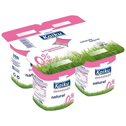 Kaiku Yogur desnatado 0% materia grasa, sabor natural kaiku