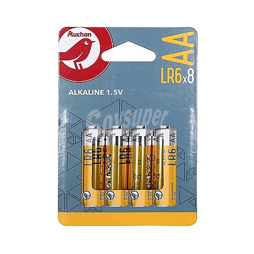 Pilas alcalinas AA, LR06, 1,5V, producto alcampo