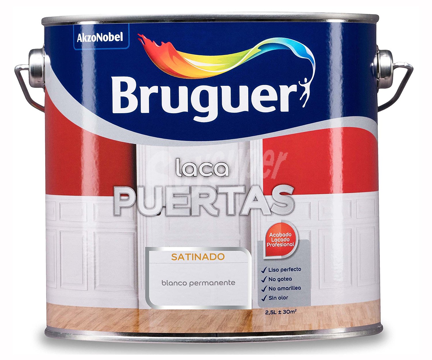 Laca para puertas de color blanco 2,5L, BRUGUER.