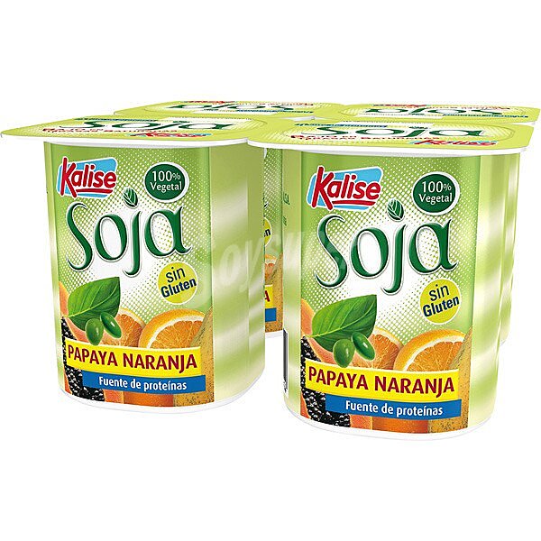 Especialidad vegetal de soja con papaya y naranja sin gluten