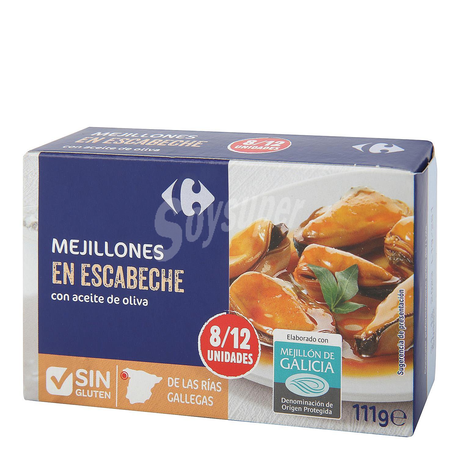 Mejillones de las rías gallegas en escabeche con aceite de oliva Carrefour sin gluten