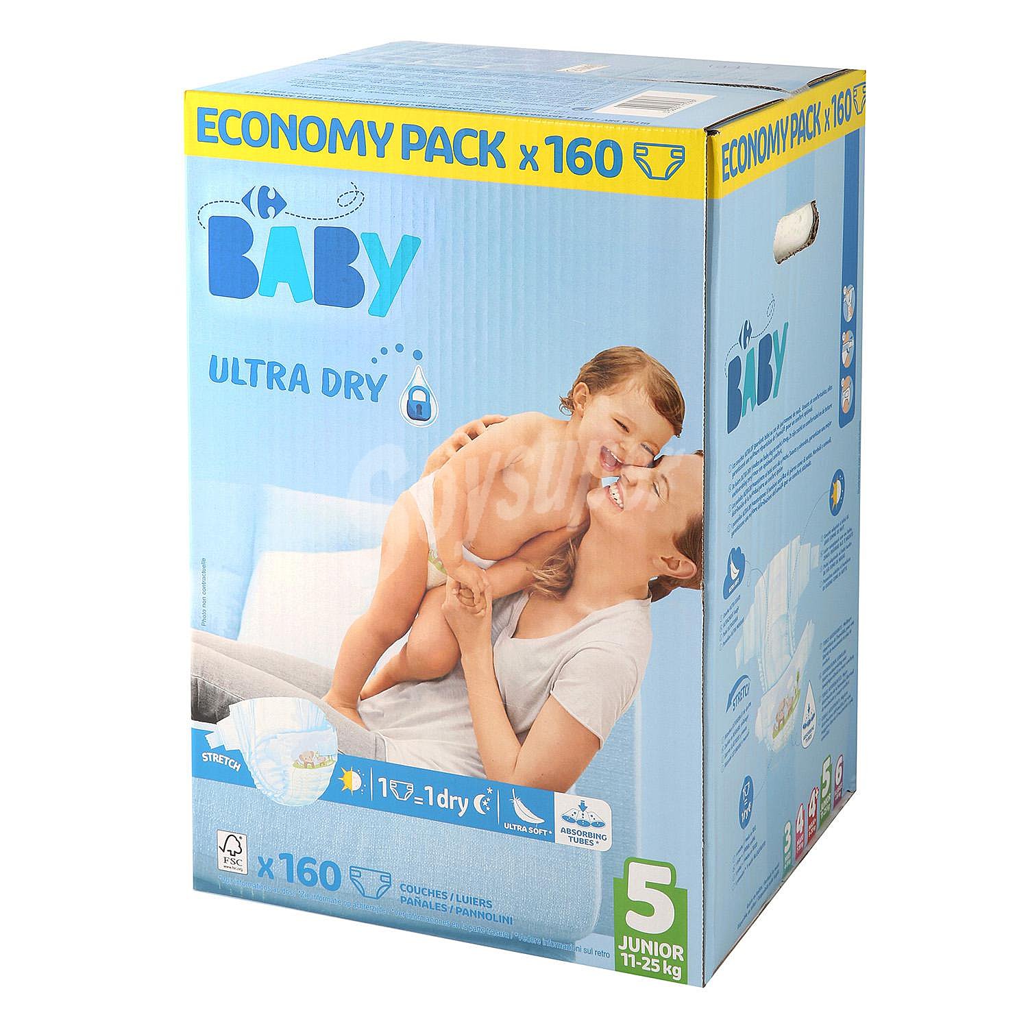 Pañales ultra dry Carrefour Baby T5 (11kg.-25kg) ultra-dry