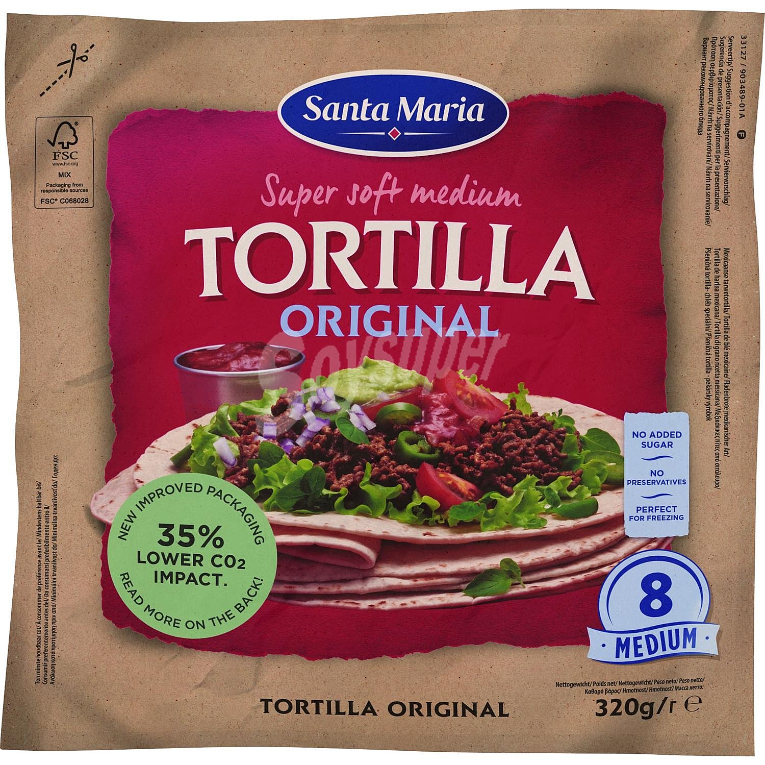 Tortillas para burritos Santa María sin lactosa