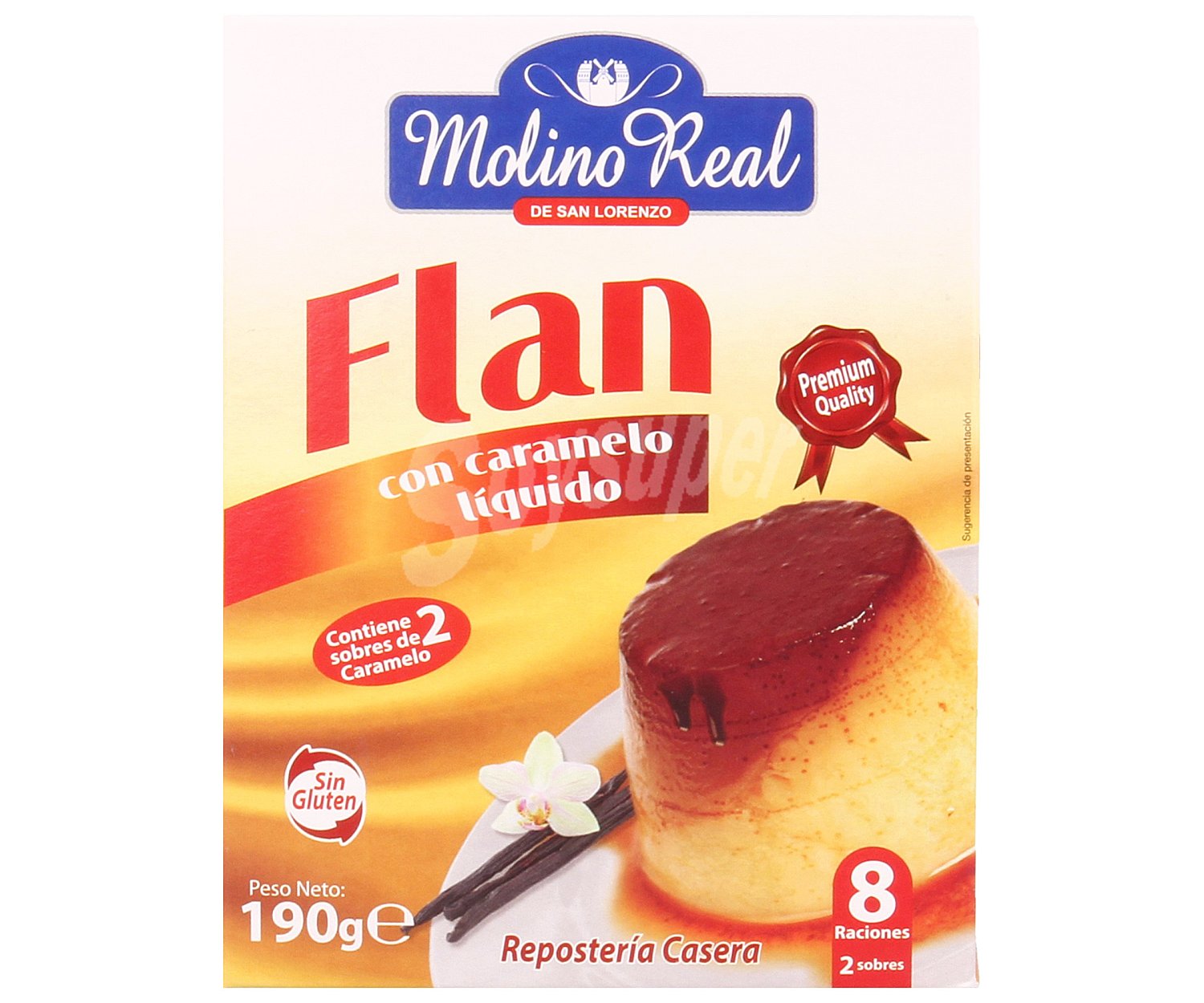 Preparado en polvo para hacer flan con caramelo