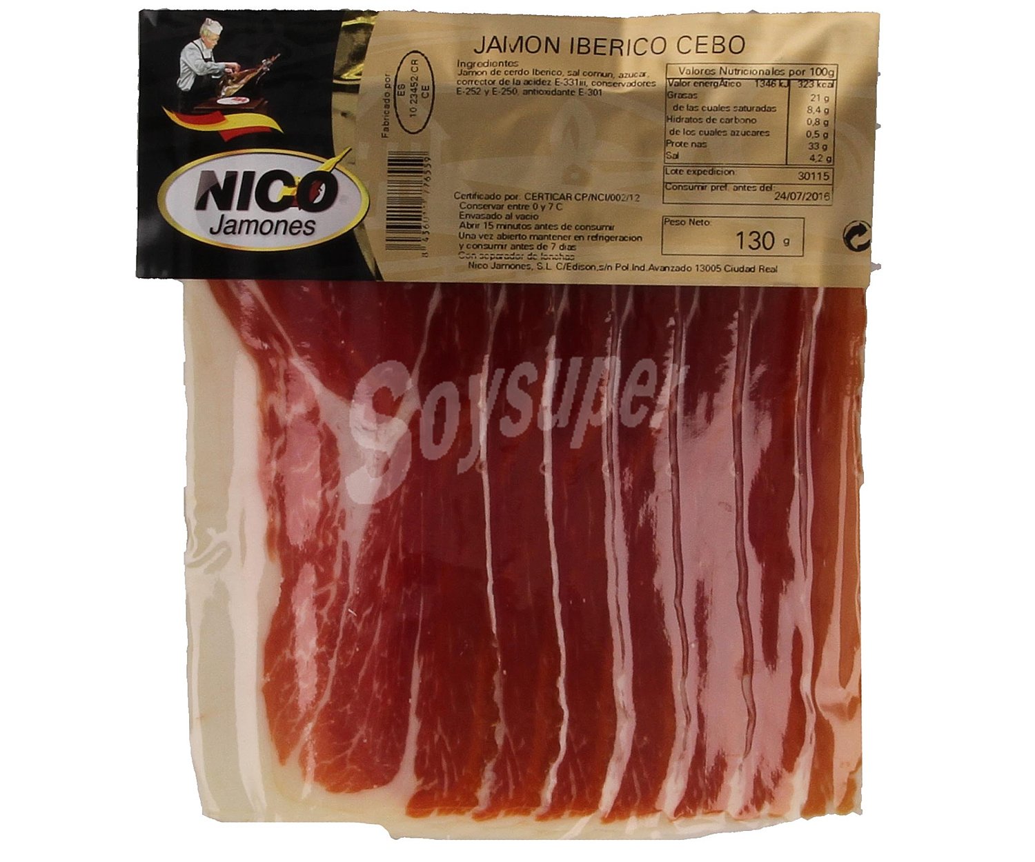 Jamón ibérico de cebo en lonchas