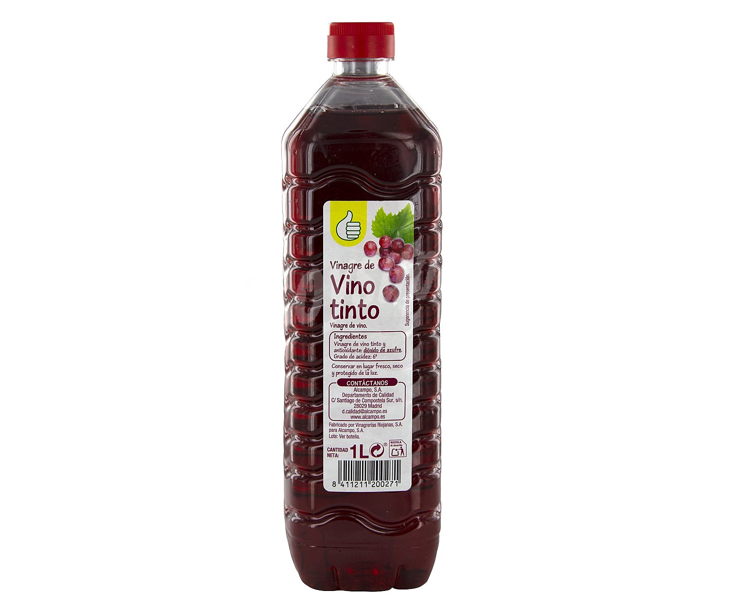 Producto económico alcampo Vinagre de vino tinto, producto económico alcampo