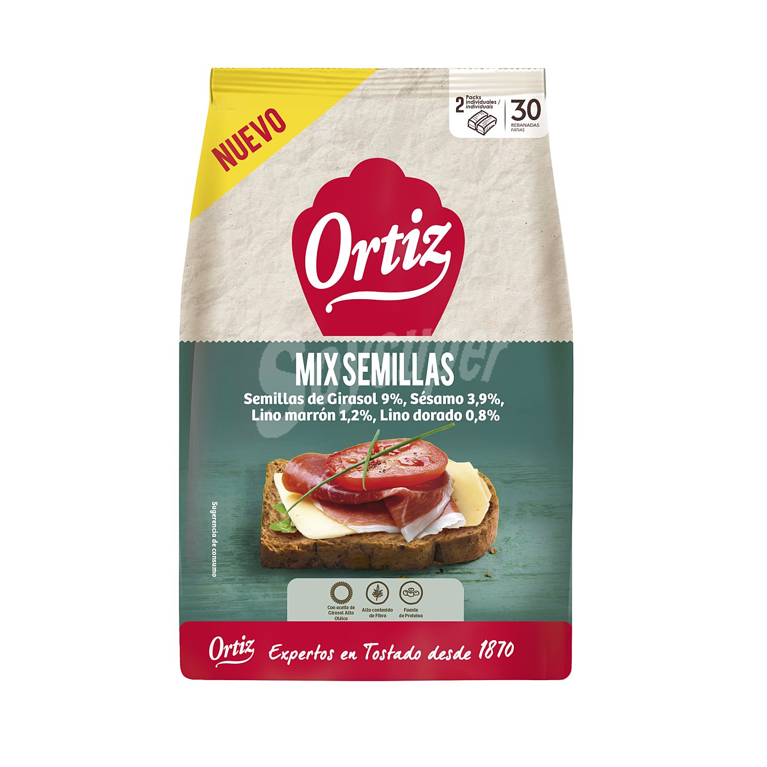 Pan tostado mix semillas paquete 288 gr