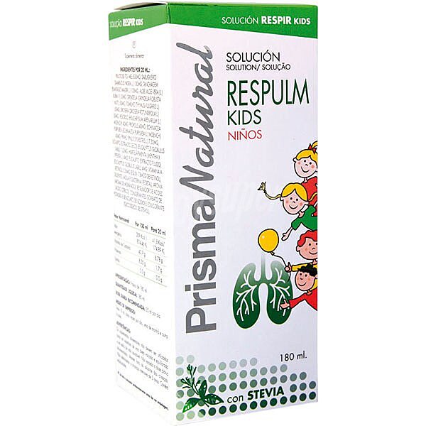 Respulm Kids solucion que calma la tos para niños con stevia envase 180 ml