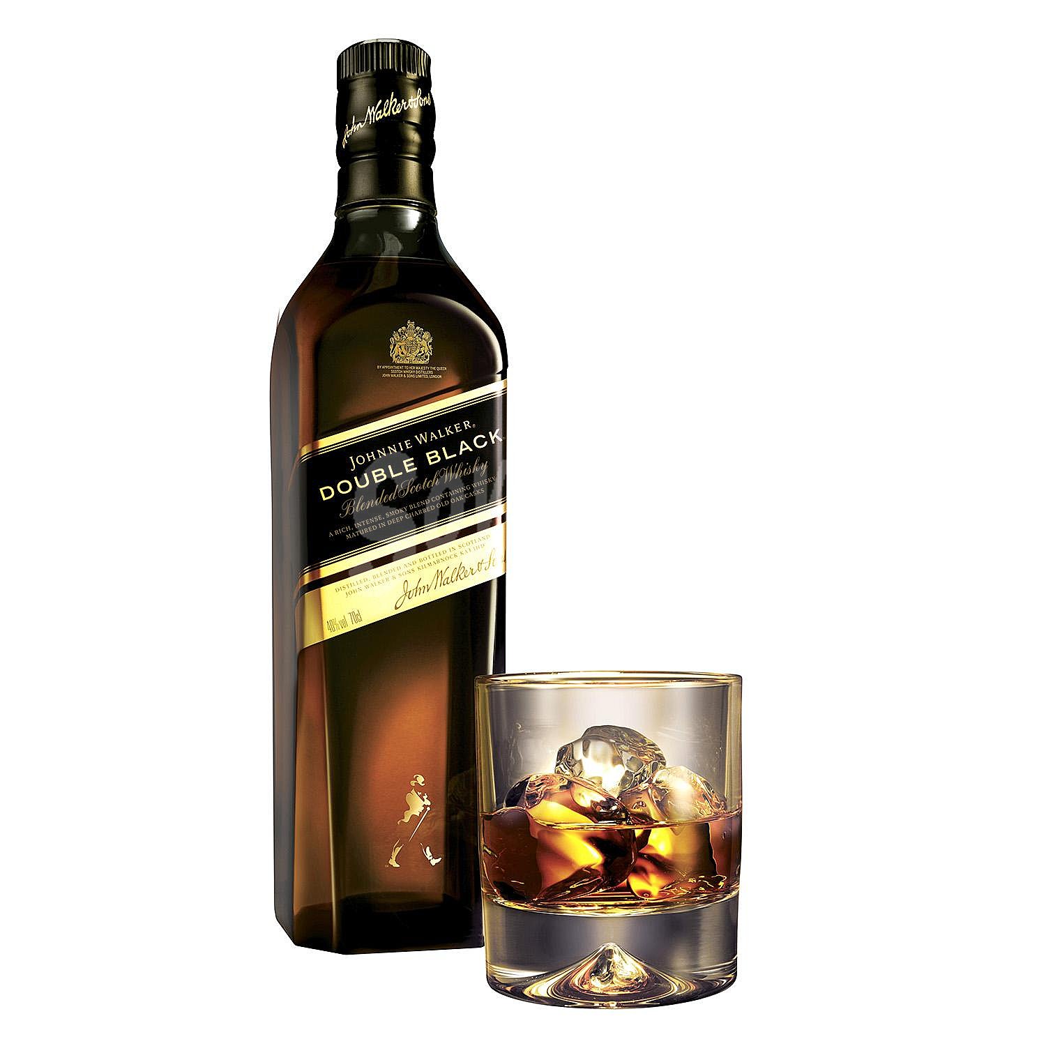 Whisky blended, destilado, mezclado y embotellado en Escocia double black label