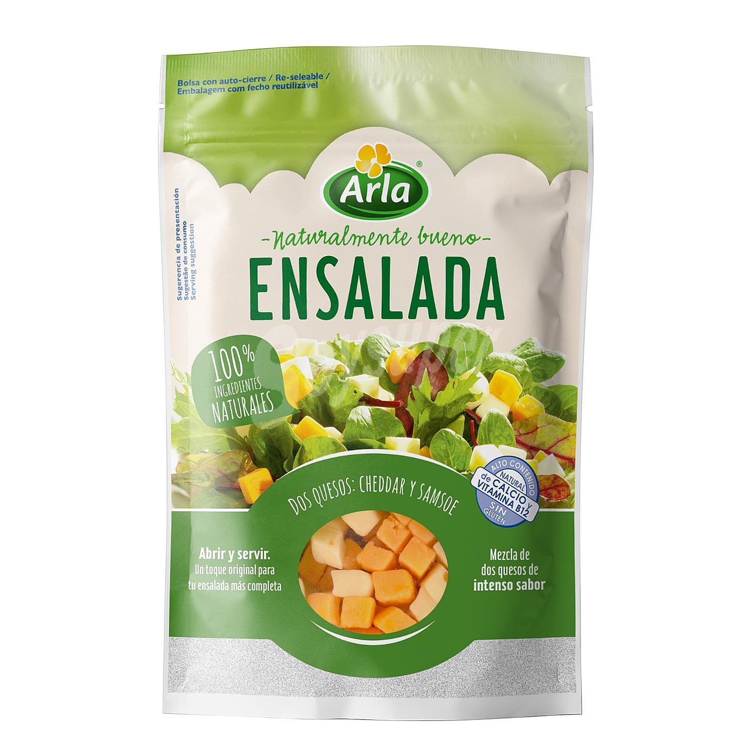 Queso cheddar y samsoe en dados Ensalada Arla