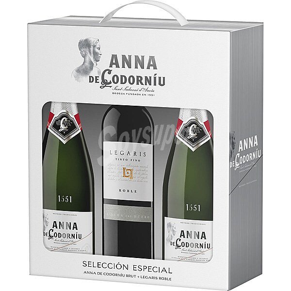 Cava brut 2 botellas 75cl + legaris vino tinto roble