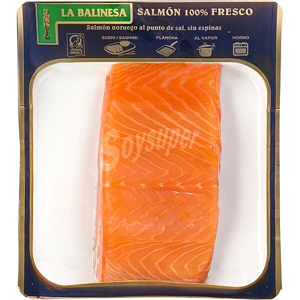 Lomo de salmón noruego fresco al punto de sal sin espinas