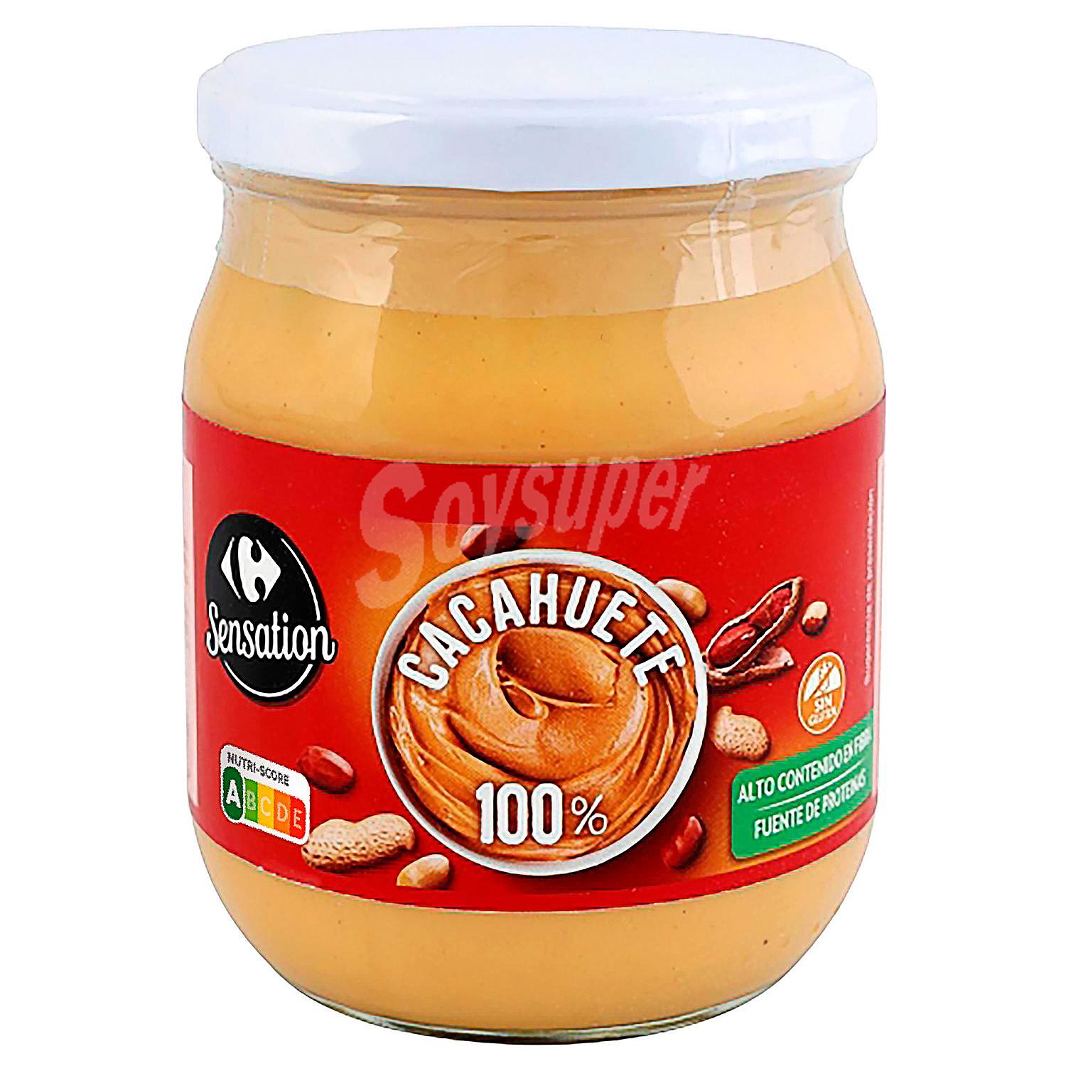 Crema de cacahuete 100% Sensation Carrefour sin gluten