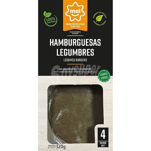 MEL hamburguesas de legumbres 4 unidades