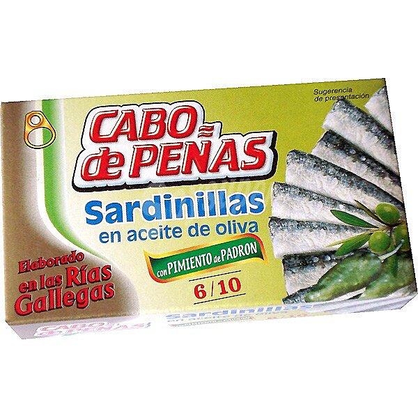 Sardinillas en aceite oliva con pimiento de padrón