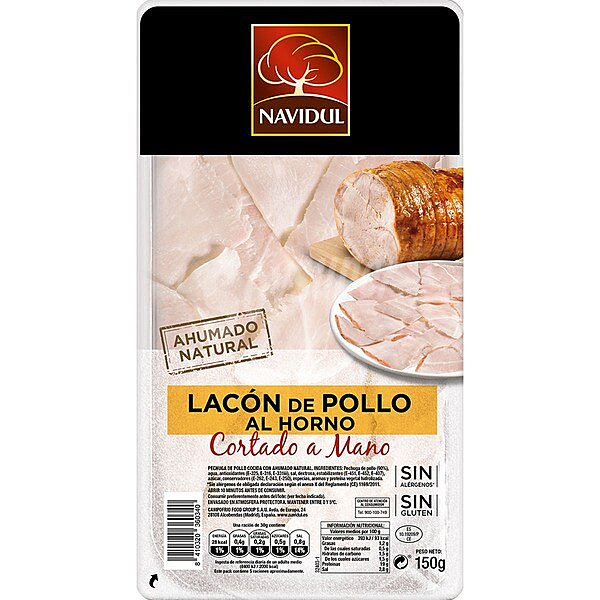 Lacón de pollo al horno cortado a mano sin gluten sin lactosa