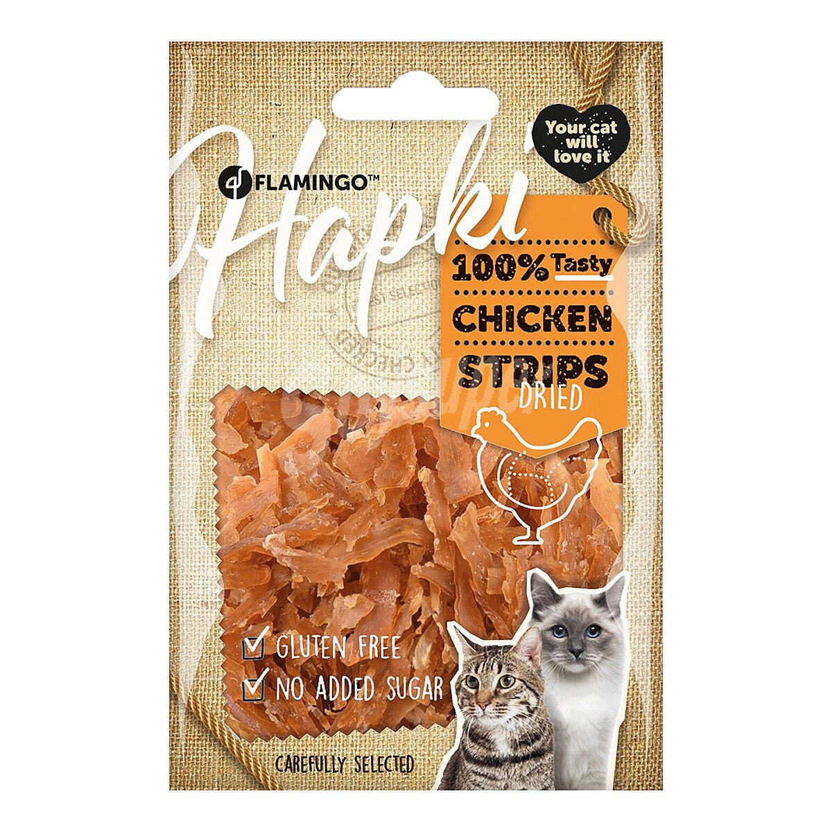 Hapki snack para gatos tiras secas de pollo Gluten Free