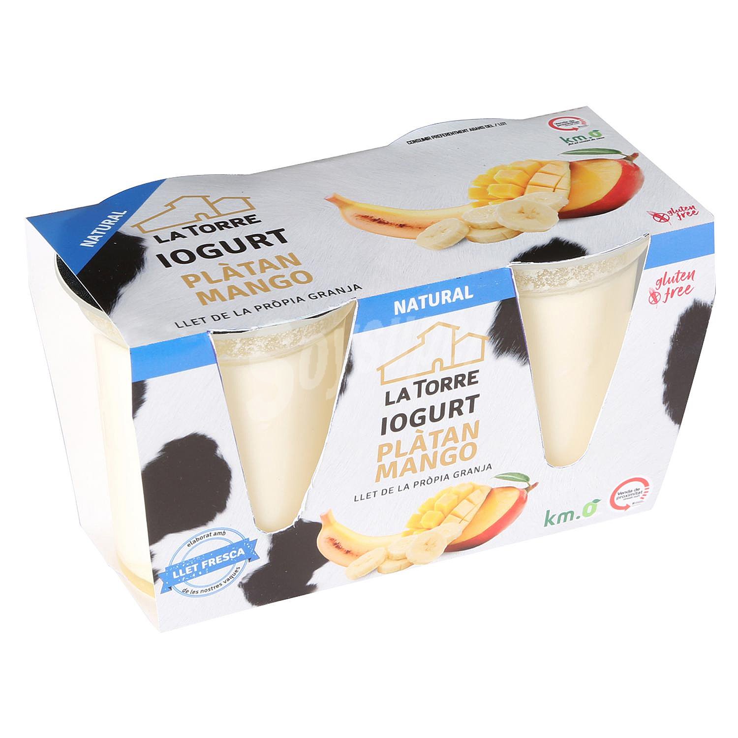 Yogur natural de plátano y mango La Torre sin gluten