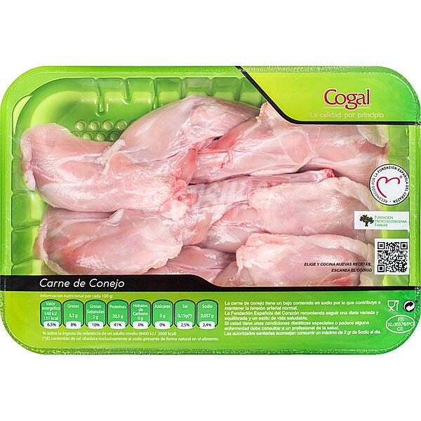 Paletillas de conejo peso aproximado bandeja 400 g