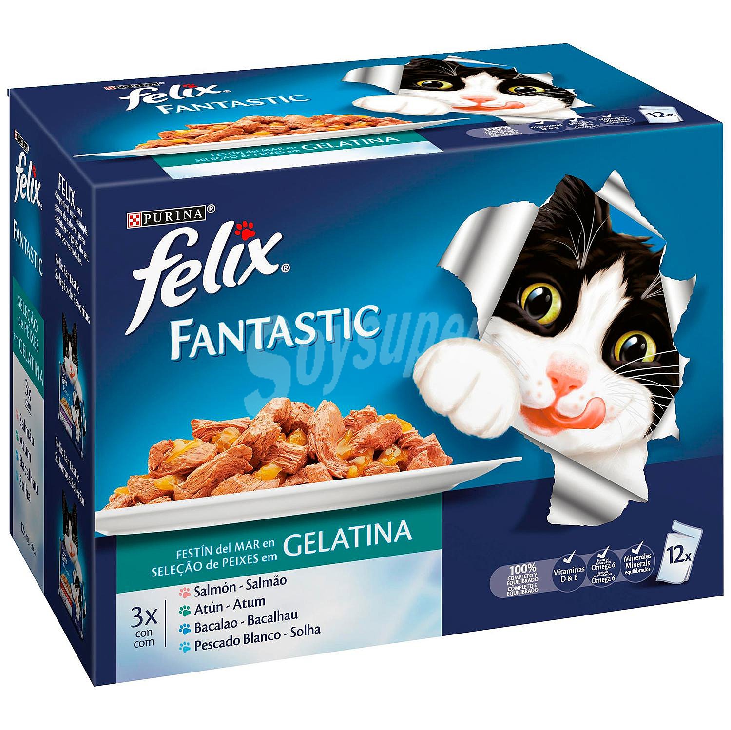 Purina Felix Comida Húmeda para Gato Fantastic Selección Festín del Mar en Gelatina